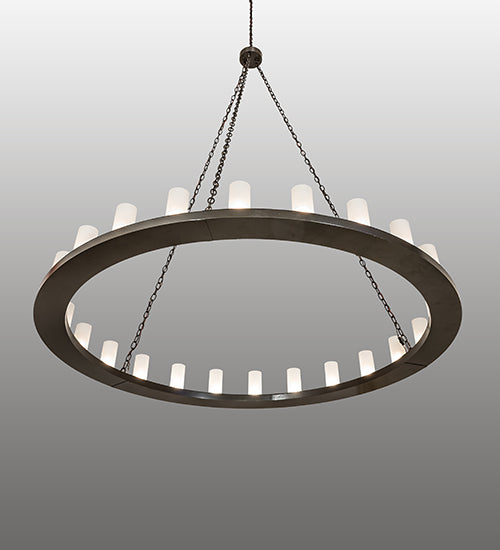 Meyda Lighting Loxley 72" 24-Light Timeless Bronze Chandelier With Frosted White Shade Glass
