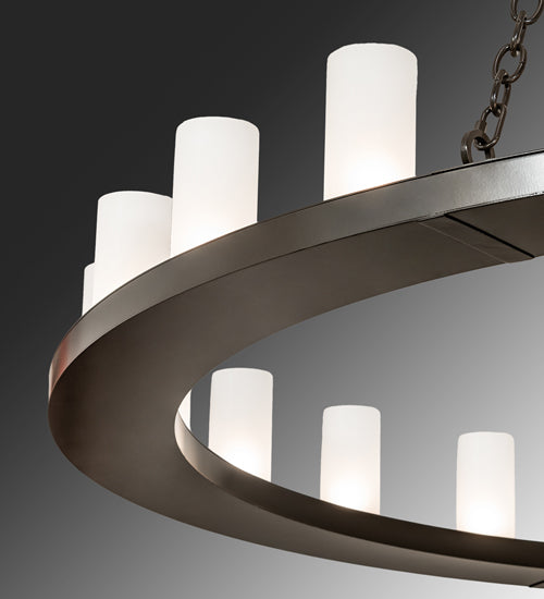 Meyda Lighting Loxley 72" 24-Light Timeless Bronze Chandelier With Frosted White Shade Glass