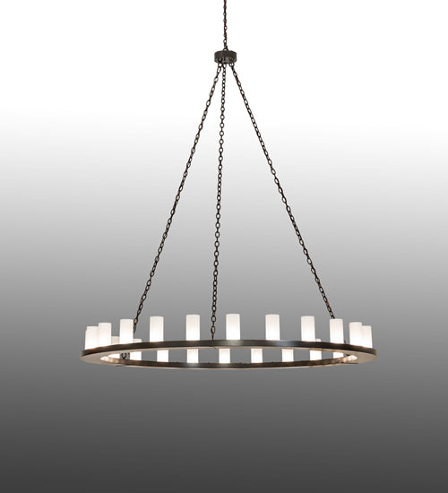 Meyda Lighting Loxley 72" 24-Light Timeless Bronze Chandelier With Frosted White Shade Glass