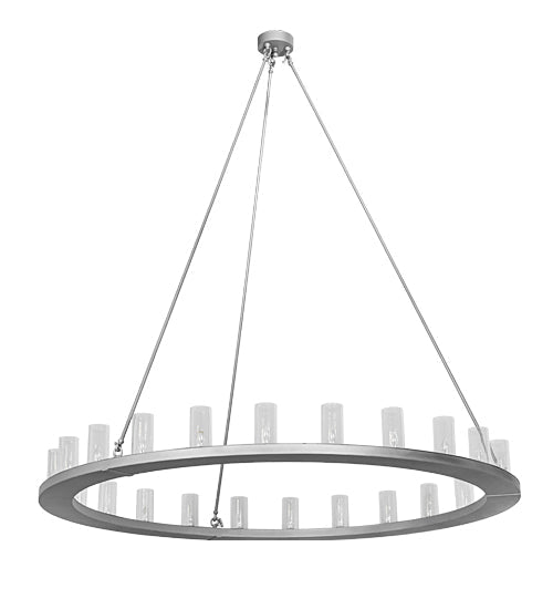 Meyda Lighting Loxley 72" 24-Light Weatherable Silver Chandelier With Clear Seeded Shade Glass