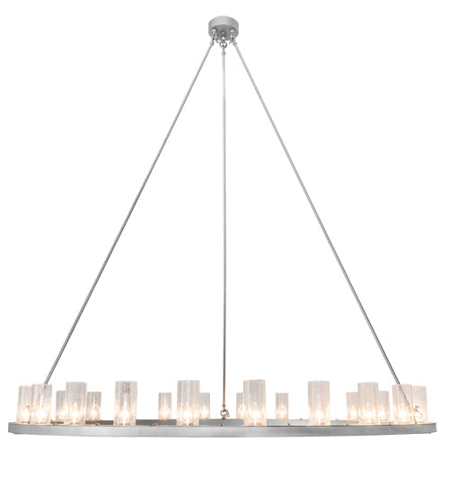 Meyda Lighting Loxley 72" 24-Light Weatherable Silver Chandelier With Clear Seeded Shade Glass