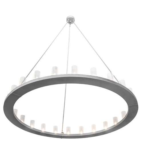 Meyda Lighting Loxley 72" 24-Light Weatherable Silver Chandelier With Clear Seeded Shade Glass