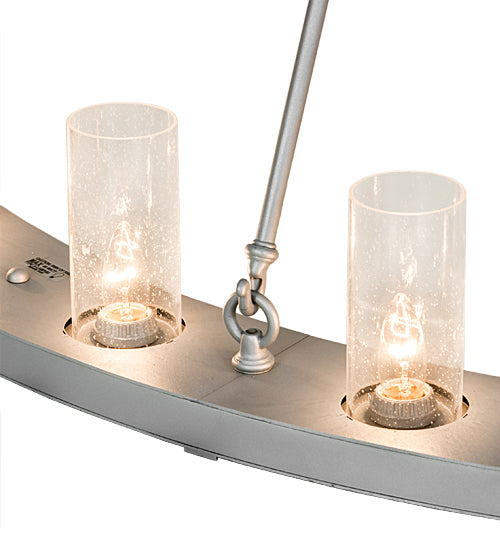 Meyda Lighting Loxley 72" 24-Light Weatherable Silver Chandelier With Clear Seeded Shade Glass