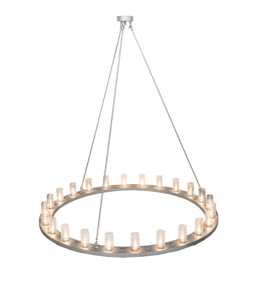 Meyda Lighting Loxley 72" 24-Light Weatherable Silver Chandelier With Clear Seeded Shade Glass
