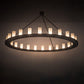 Meyda Lighting Loxley 72" 24-Light Wrought Iron Chandelier With Frosted Clear Shade Glass