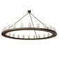 Meyda Lighting Loxley 72" 24-Light Wrought Iron Chandelier With Frosted Clear Shade Glass