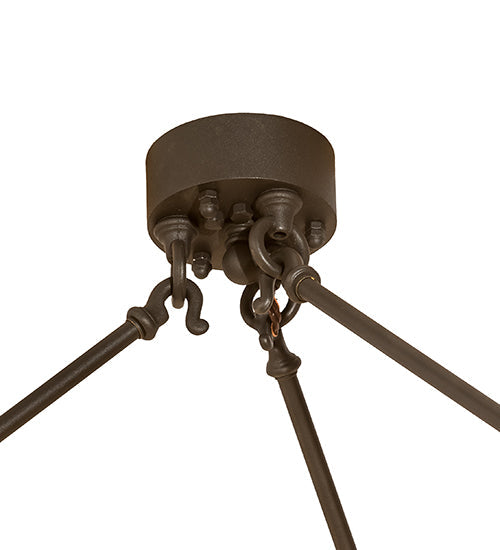 Meyda Lighting Loxley 72" 24-Light Wrought Iron Chandelier With Frosted Clear Shade Glass