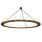 Meyda Lighting Loxley 72" 24-Light Wrought Iron Chandelier With Frosted Clear Shade Glass