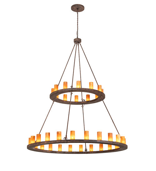 Meyda Lighting Loxley 72" 36-Light 2-Tier Baroque Chandelier With Ambra Siena Idalight Shade