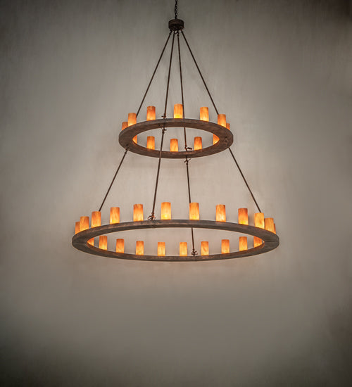 Meyda Lighting Loxley 72" 36-Light 2-Tier Baroque Chandelier With Ambra Siena Idalight Shade