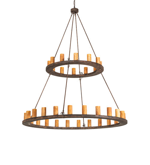 Meyda Lighting Loxley 72" 36-Light 2-Tier Baroque Chandelier With Ambra Siena Idalight Shade