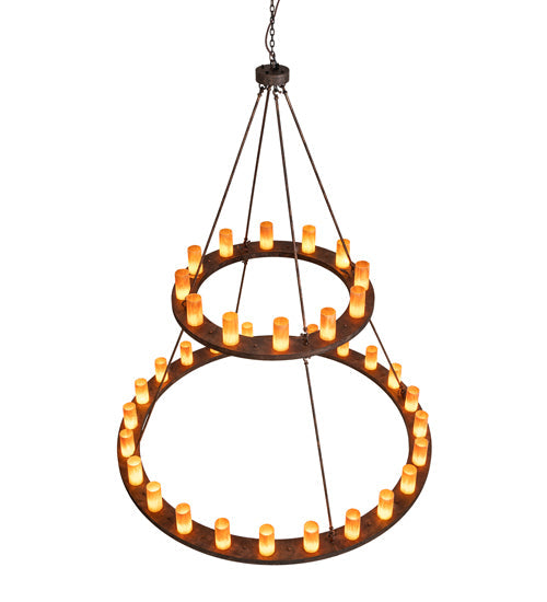 Meyda Lighting Loxley 72" 36-Light 2-Tier Baroque Chandelier With Ambra Siena Idalight Shade
