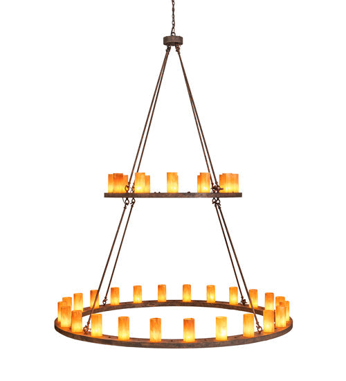 Meyda Lighting Loxley 72" 36-Light 2-Tier Baroque Chandelier With Ambra Siena Idalight Shade