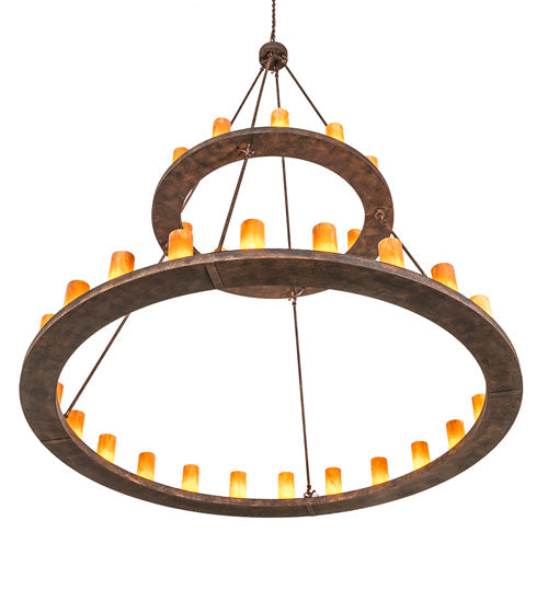 Meyda Lighting Loxley 72" 36-Light 2-Tier Baroque Chandelier With Ambra Siena Idalight Shade