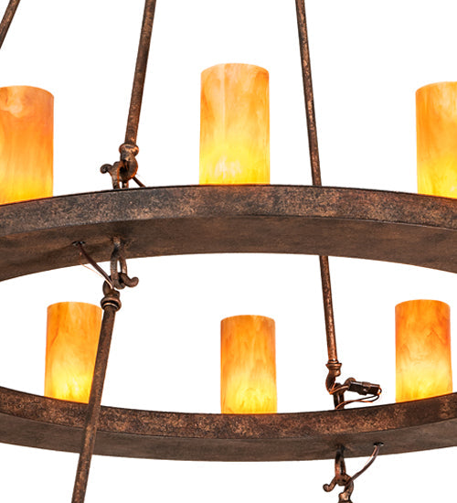 Meyda Lighting Loxley 72" 36-Light 2-Tier Baroque Chandelier With Ambra Siena Idalight Shade