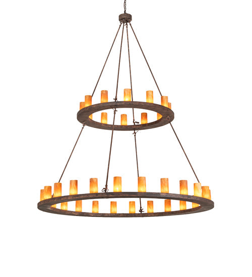 Meyda Lighting Loxley 72" 36-Light 2-Tier Baroque Chandelier With Ambra Siena Idalight Shade