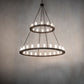 Meyda Lighting Loxley 72" 36-Light 2-Tier Mahogany Bronze Chandelier With Clear Frosted Shade Glass