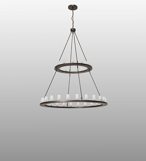 Meyda Lighting Loxley 72" 36-Light 2-Tier Mahogany Bronze Chandelier With Clear Frosted Shade Glass