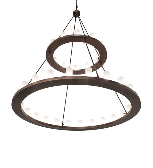 Meyda Lighting Loxley 72" 36-Light 2-Tier Mahogany Bronze Chandelier With Clear Frosted Shade Glass