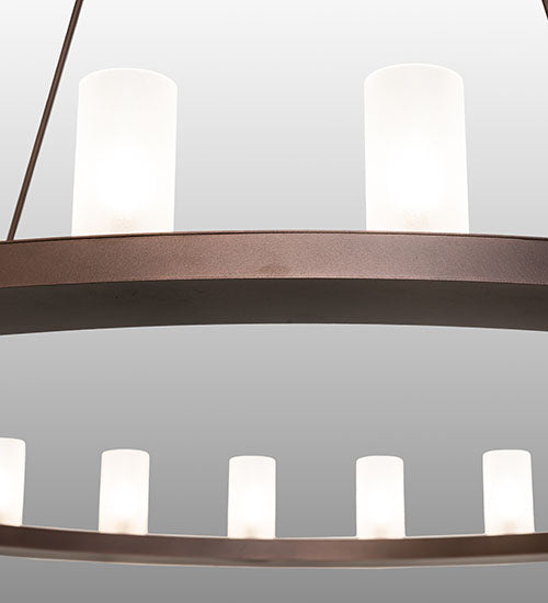 Meyda Lighting Loxley 72" 36-Light 2-Tier Mahogany Bronze Chandelier With Clear Frosted Shade Glass
