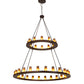 Meyda Lighting Loxley 72" 36-Light 2-Tier Mahogany Bronze Chandelier With Frosted Amber Shade Glass