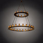 Meyda Lighting Loxley 72" 36-Light 2-Tier Mahogany Bronze Chandelier With Frosted Amber Shade Glass