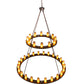 Meyda Lighting Loxley 72" 36-Light 2-Tier Mahogany Bronze Chandelier With Frosted Amber Shade Glass