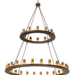Meyda Lighting Loxley 72" 36-Light 2-Tier Mahogany Bronze Chandelier With Frosted Amber Shade Glass