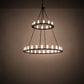 Meyda Lighting Loxley 72" 36-Light 2-Tier Textured Black Chandelier With Clear Frosted Shade Glass