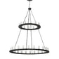 Meyda Lighting Loxley 72" 36-Light 2-Tier Textured Black Chandelier With Clear Frosted Shade Glass