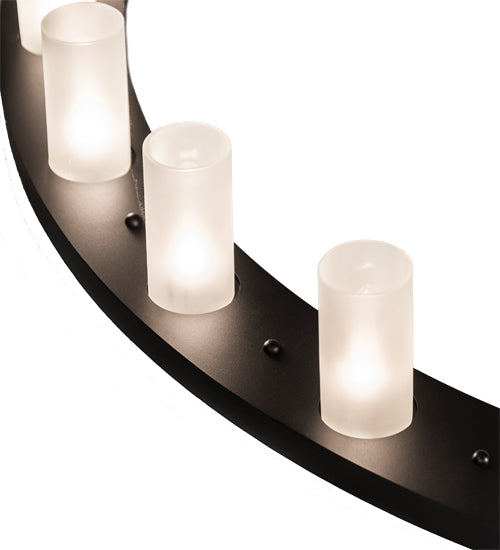 Meyda Lighting Loxley 72" 36-Light 2-Tier Textured Black Chandelier With Clear Frosted Shade Glass