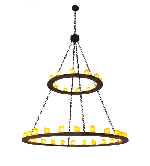 Meyda Lighting Loxley 72" 36-Light 2-Tier Timeless Bronze Chandelier With Amber Faux Candlelight