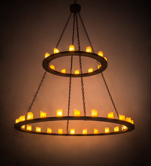 Meyda Lighting Loxley 72" 36-Light 2-Tier Timeless Bronze Chandelier With Amber Faux Candlelight