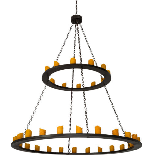 Meyda Lighting Loxley 72" 36-Light 2-Tier Timeless Bronze Chandelier With Amber Faux Candlelight