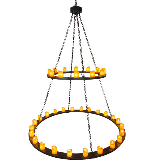 Meyda Lighting Loxley 72" 36-Light 2-Tier Timeless Bronze Chandelier With Amber Faux Candlelight