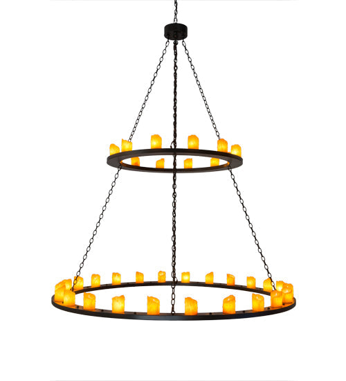 Meyda Lighting Loxley 72" 36-Light 2-Tier Timeless Bronze Chandelier With Amber Faux Candlelight