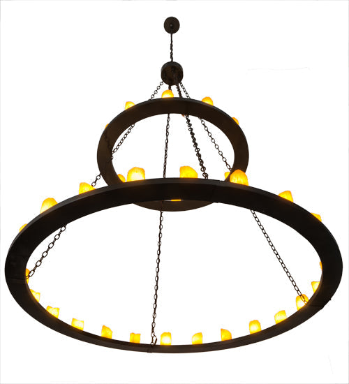 Meyda Lighting Loxley 72" 36-Light 2-Tier Timeless Bronze Chandelier With Amber Faux Candlelight