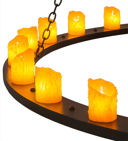 Meyda Lighting Loxley 72" 36-Light 2-Tier Timeless Bronze Chandelier With Amber Faux Candlelight