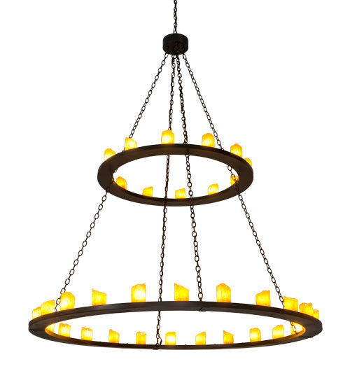 Meyda Lighting Loxley 72" 36-Light 2-Tier Timeless Bronze Chandelier With Amber Faux Candlelight