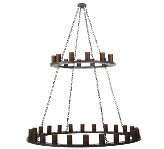 Meyda Lighting Loxley 72" 36-Light 2-Tier Timeless Bronze Chandelier With Amber Shade Glass
