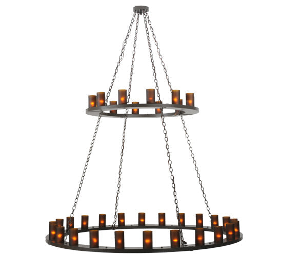 Meyda Lighting Loxley 72" 36-Light 2-Tier Timeless Bronze Chandelier With Amber Shade Glass