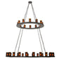 Meyda Lighting Loxley 72" 36-Light 2-Tier Timeless Bronze Chandelier With Amber Shade Glass
