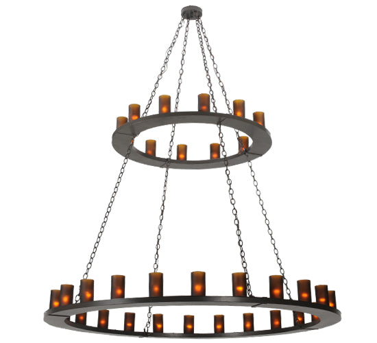 Meyda Lighting Loxley 72" 36-Light 2-Tier Timeless Bronze Chandelier With Amber Shade Glass