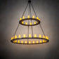 Meyda Lighting Loxley 72" 36-Light 2-Tier Timeless Bronze Chandelier With Amber Tawnyrock Idalight Shade