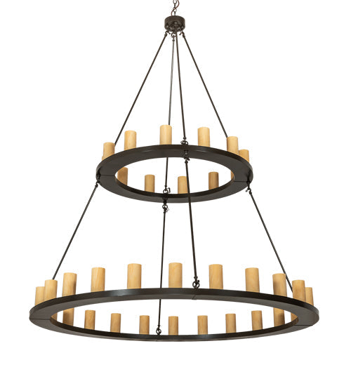 Meyda Lighting Loxley 72" 36-Light 2-Tier Timeless Bronze Chandelier With Amber Tawnyrock Idalight Shade