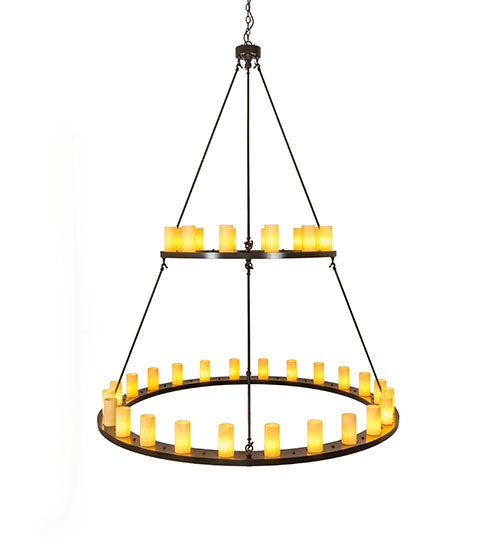 Meyda Lighting Loxley 72" 36-Light 2-Tier Timeless Bronze Chandelier With Amber Tawnyrock Idalight Shade