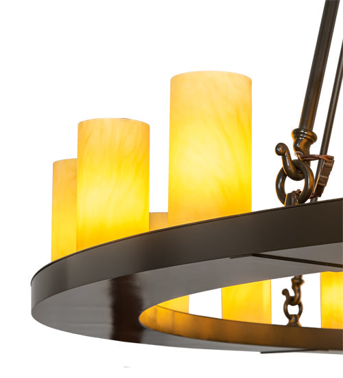 Meyda Lighting Loxley 72" 36-Light 2-Tier Timeless Bronze Chandelier With Amber Tawnyrock Idalight Shade