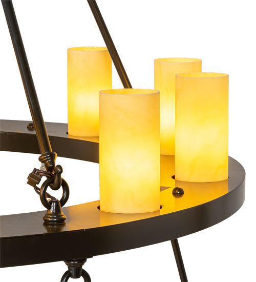 Meyda Lighting Loxley 72" 36-Light 2-Tier Timeless Bronze Chandelier With Amber Tawnyrock Idalight Shade