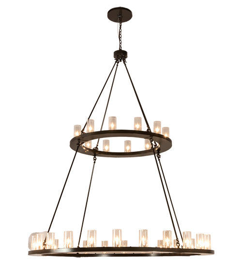 Meyda Lighting Loxley 72" 36-Light 2-Tier Timeless Bronze Chandelier With Clear Seeded Shade Glass