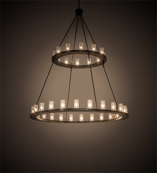 Meyda Lighting Loxley 72" 36-Light 2-Tier Timeless Bronze Chandelier With Clear Seeded Shade Glass